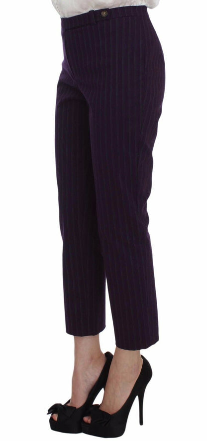 Completo di pantaloni blazer con cappotto elasticizzato a righe viola