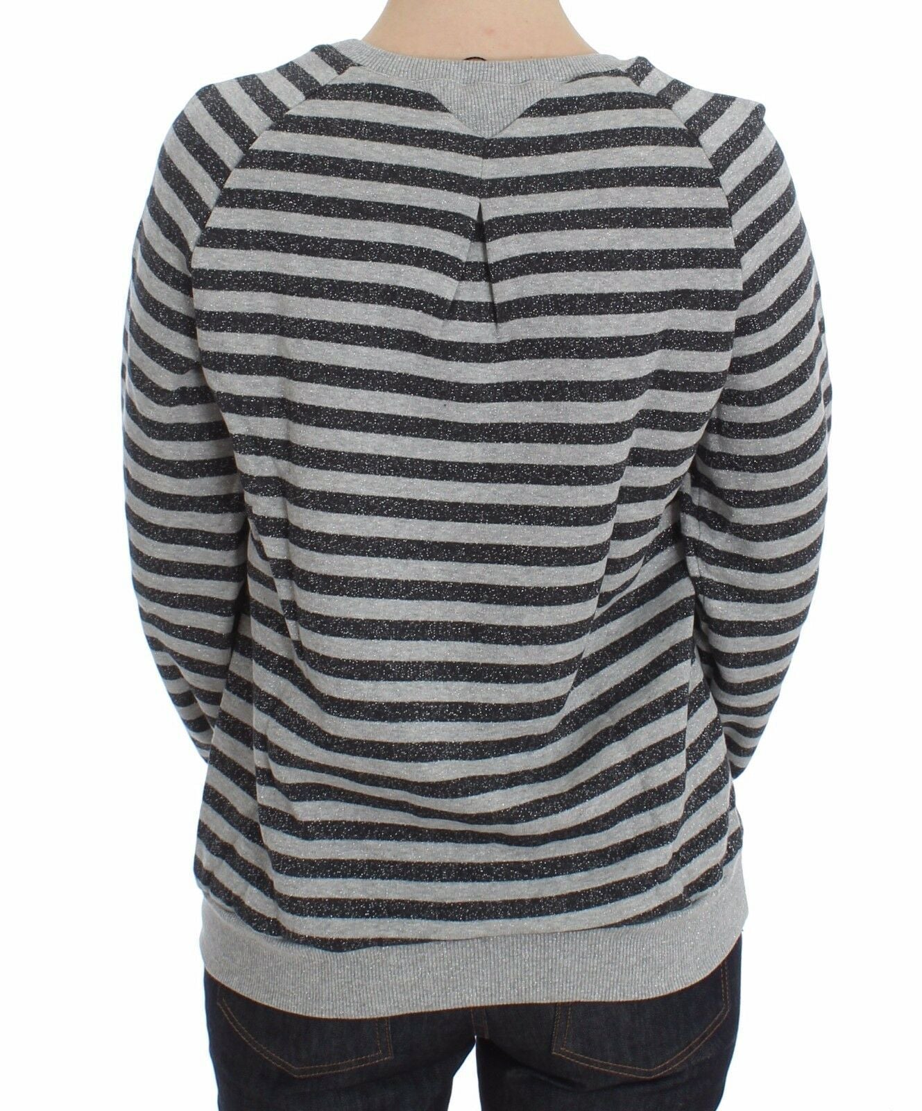 Pull ras du cou en coton rayé gris