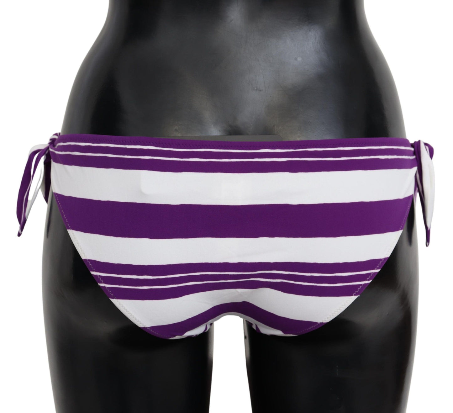 Bas de bikini de plage à rayures violettes et blanches