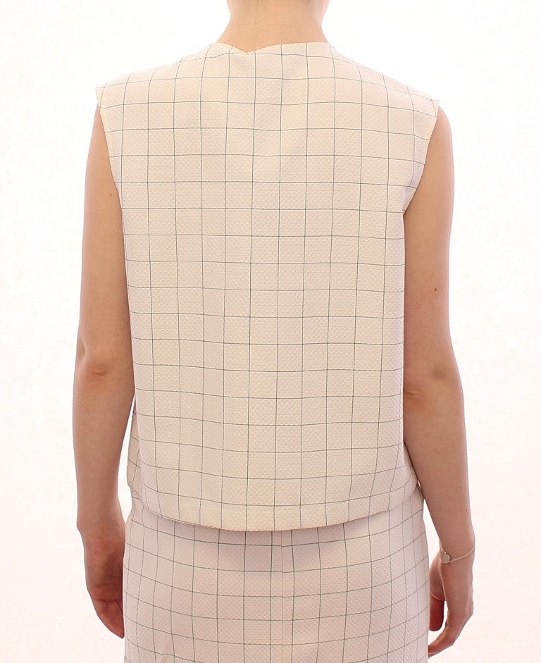 Haut chemise à carreaux en coton blanc