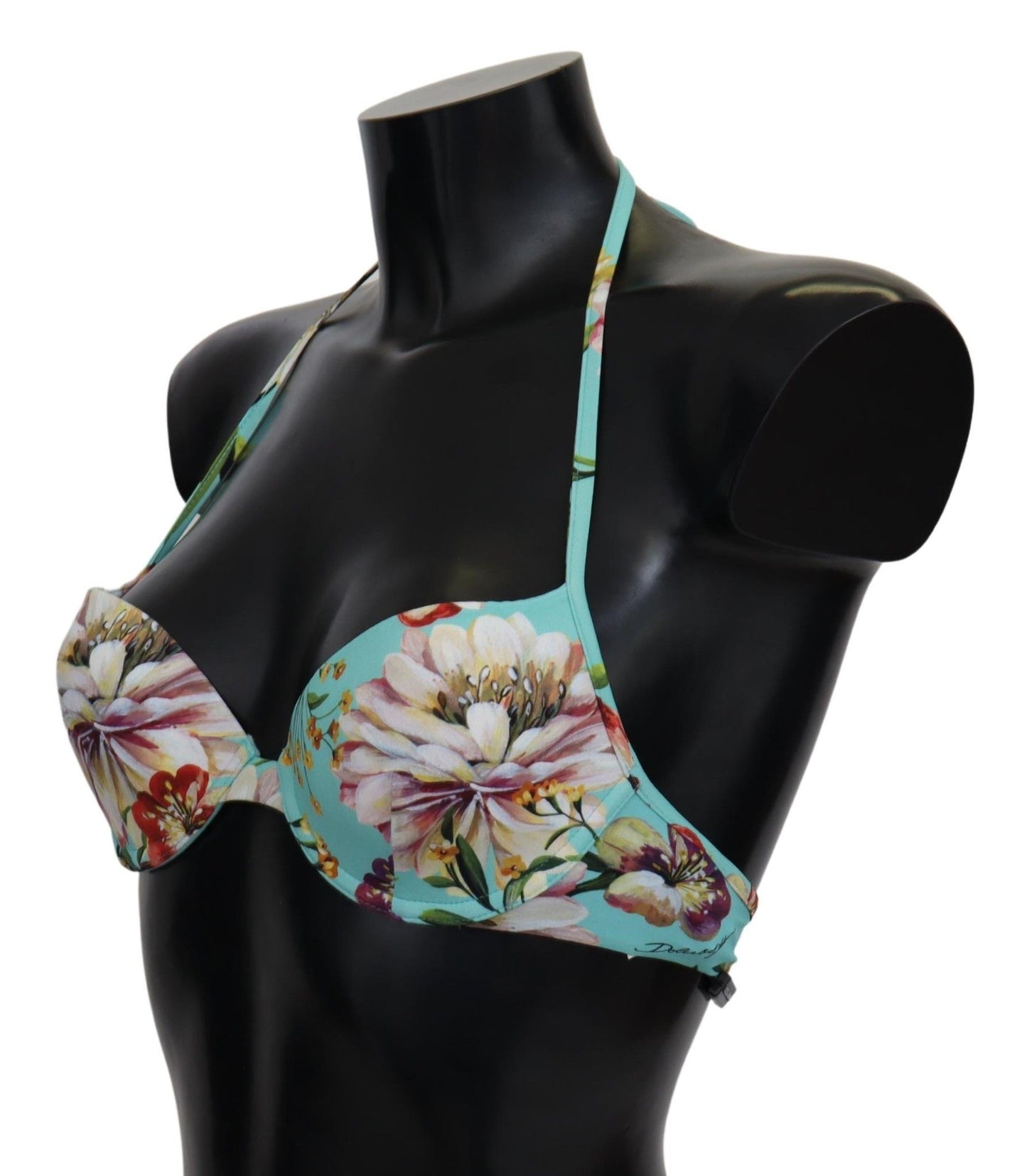 Top bikini da spiaggia con stampa floreale verde menta