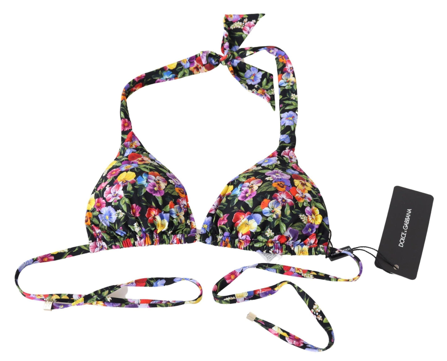 Maillot de bain noir à imprimé floral, haut de bikini de plage