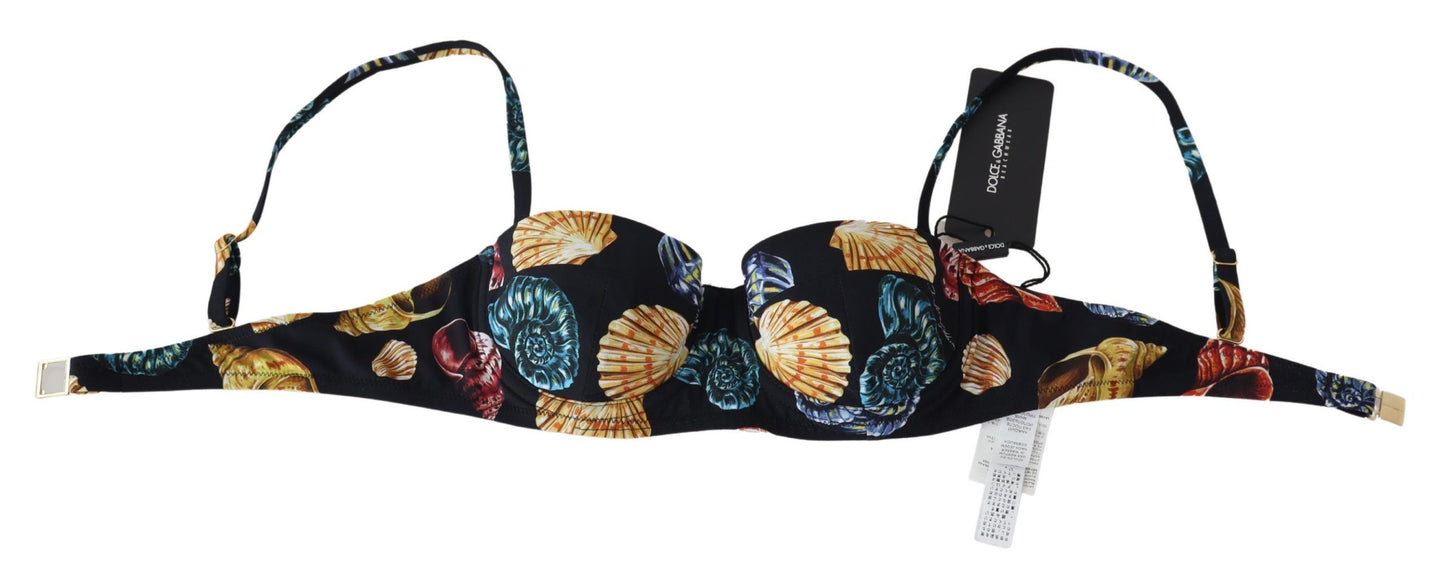 Schwarze Damen-Bademode-Bikinioberteile mit Muschelmuster