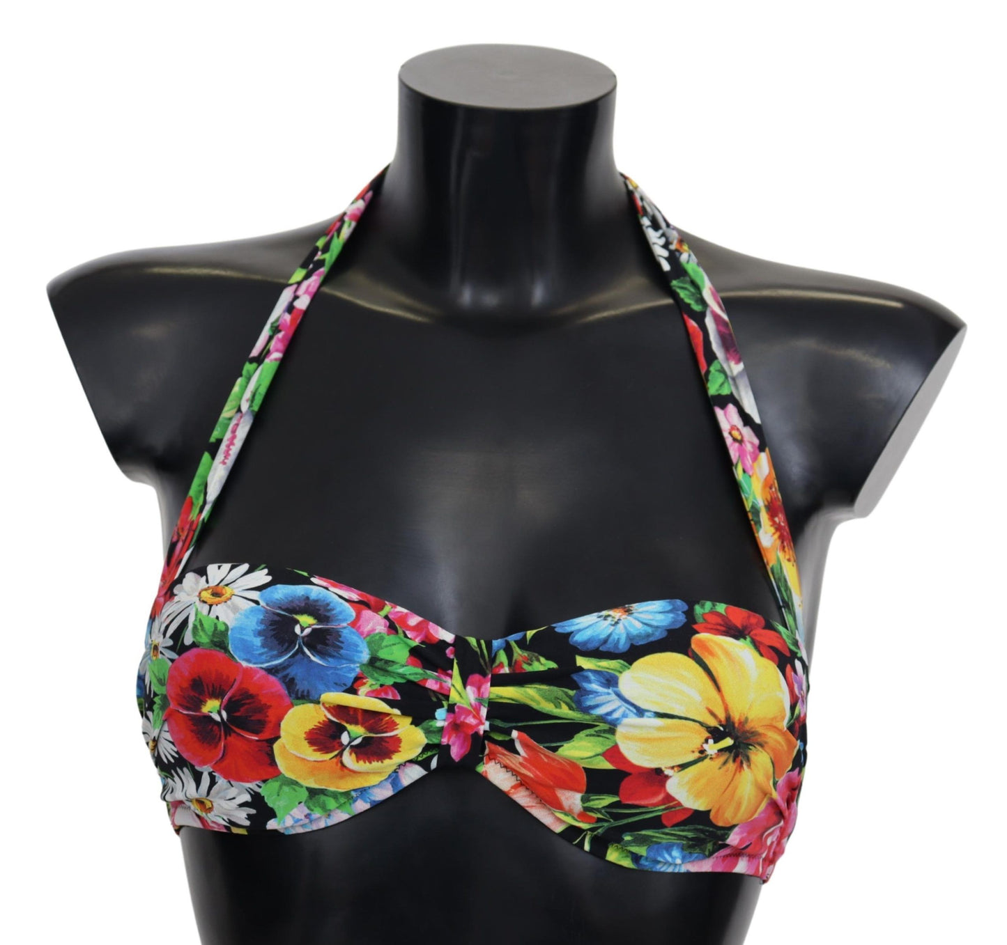 Top bikini da bagno con stampa floreale multicolore