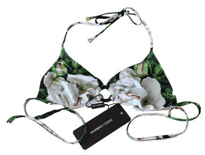 Top bikini con stampa floreale multicolore