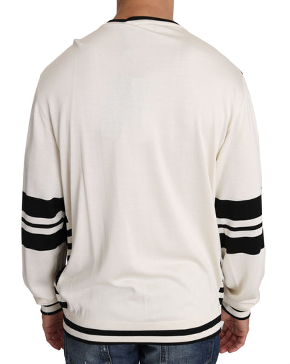 Maglione top pullover per chitarra con paillettes jazz bianco