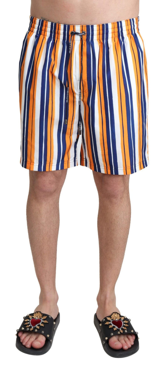 Pantaloncini da bagno beachwear a righe multicolori