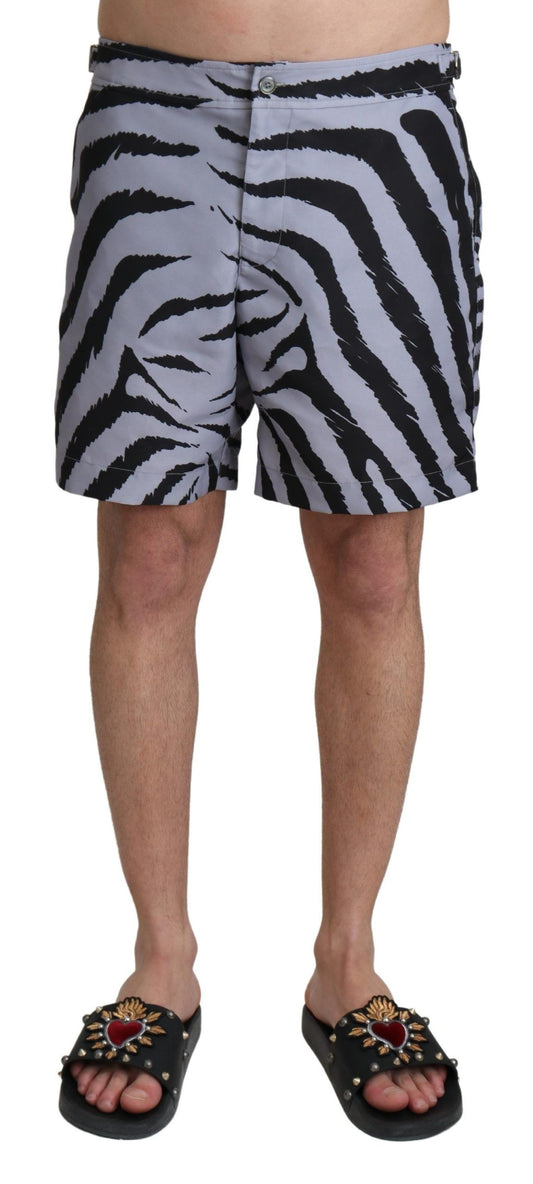 Graue Strandshorts mit Zebramuster