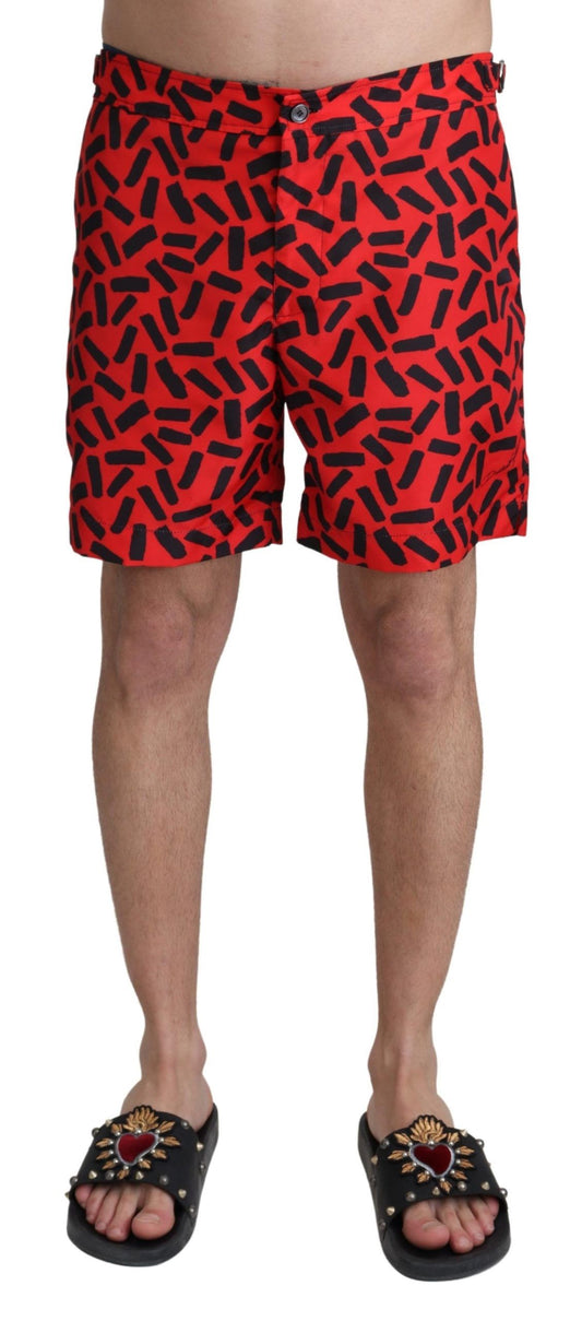 Rot gemusterte Beachwear Shorts Bademode