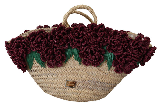 Sac à main floral en paille multicolore fourre-tout pour femme