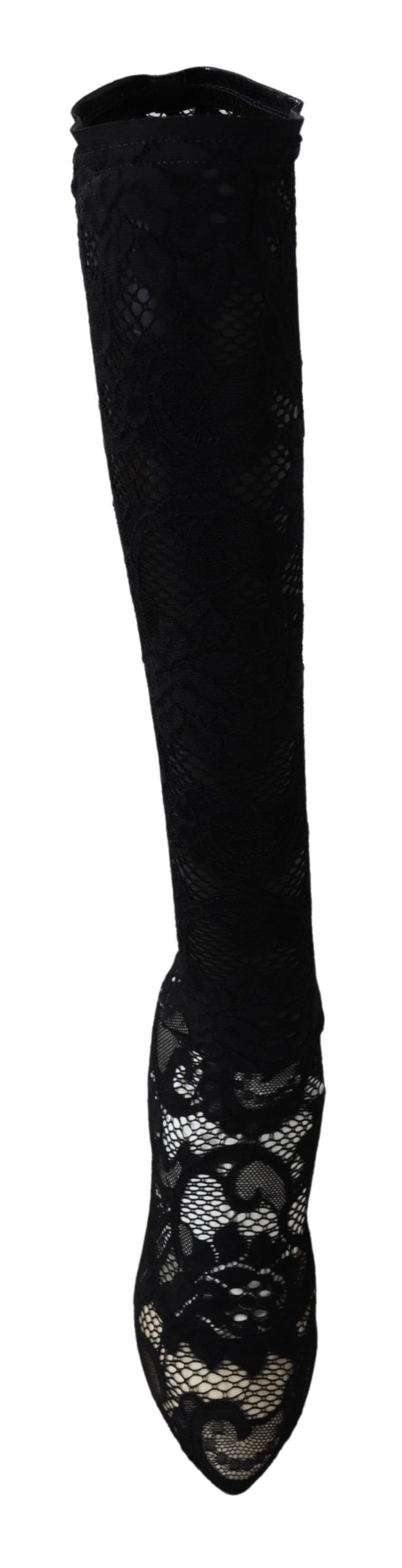 Schwarze Taormina-Spitzensocken, Stiefel, Schuhe, Pumps