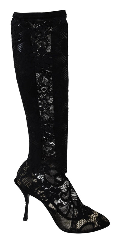 Schwarze Taormina-Spitzensocken, Stiefel, Schuhe, Pumps