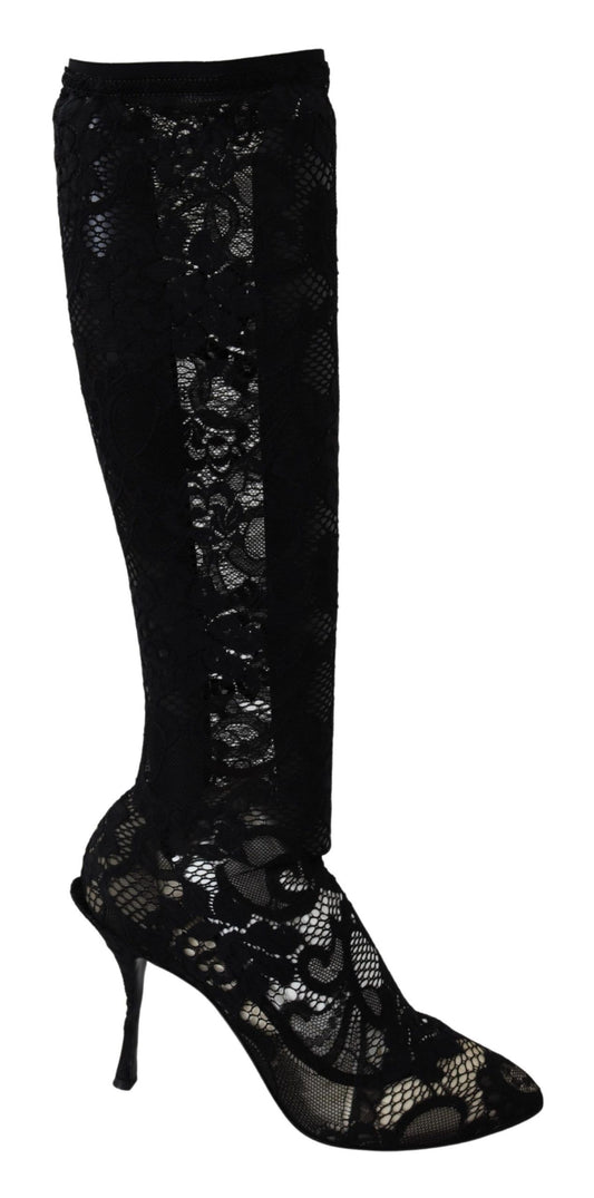 Chaussettes noires en dentelle Taormina Bottes Chaussures Escarpins