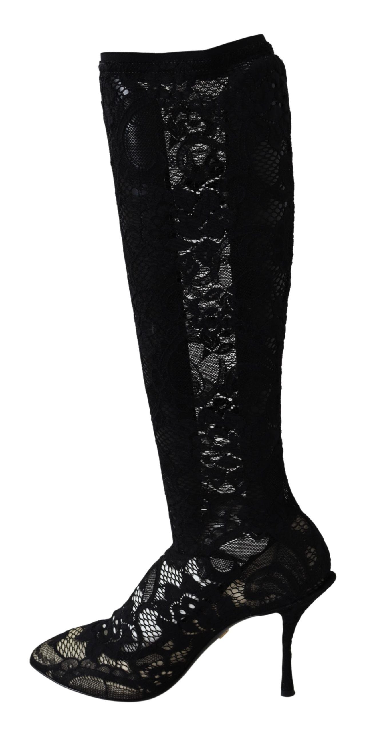 Schwarze Taormina-Spitzensocken, Stiefel, Schuhe, Pumps