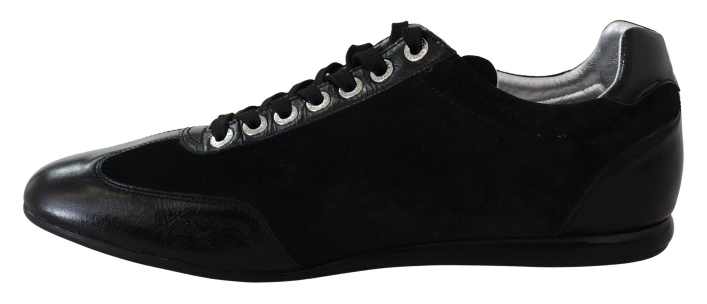 Scarpe da ginnastica da uomo casual in pelle con logo nero