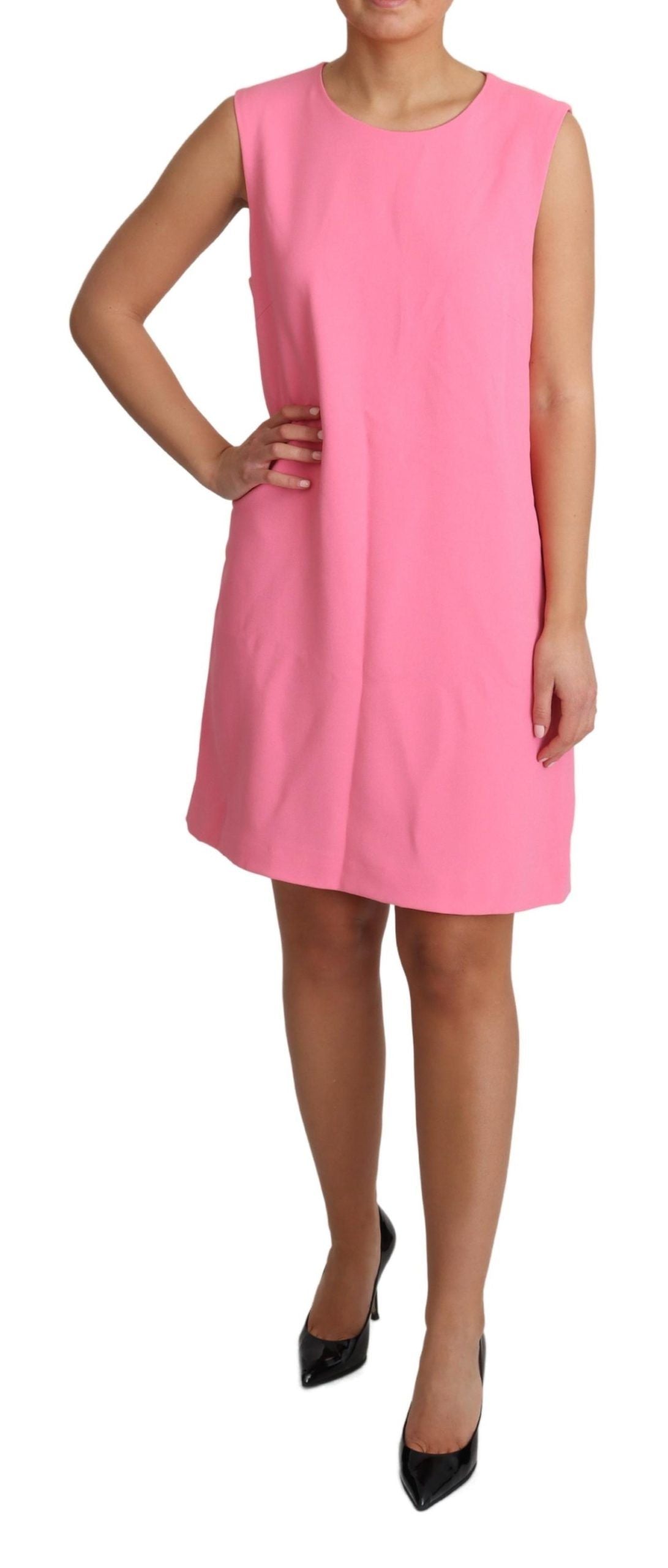 Robe droite rose sans manches au genou