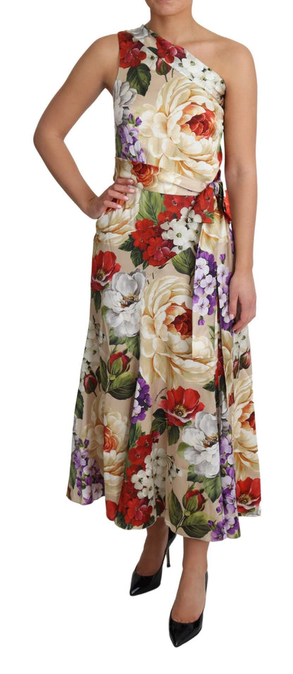 Robe asymétrique asymétrique en soie imprimée florale