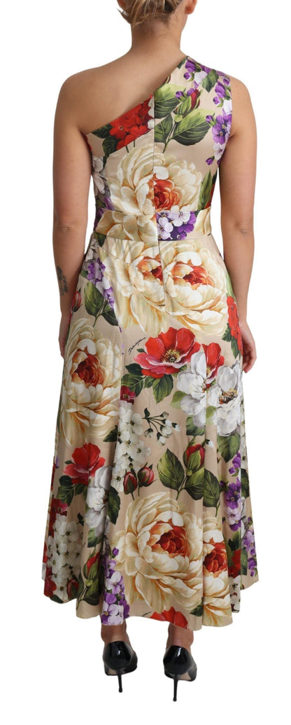 Robe asymétrique asymétrique en soie imprimée florale