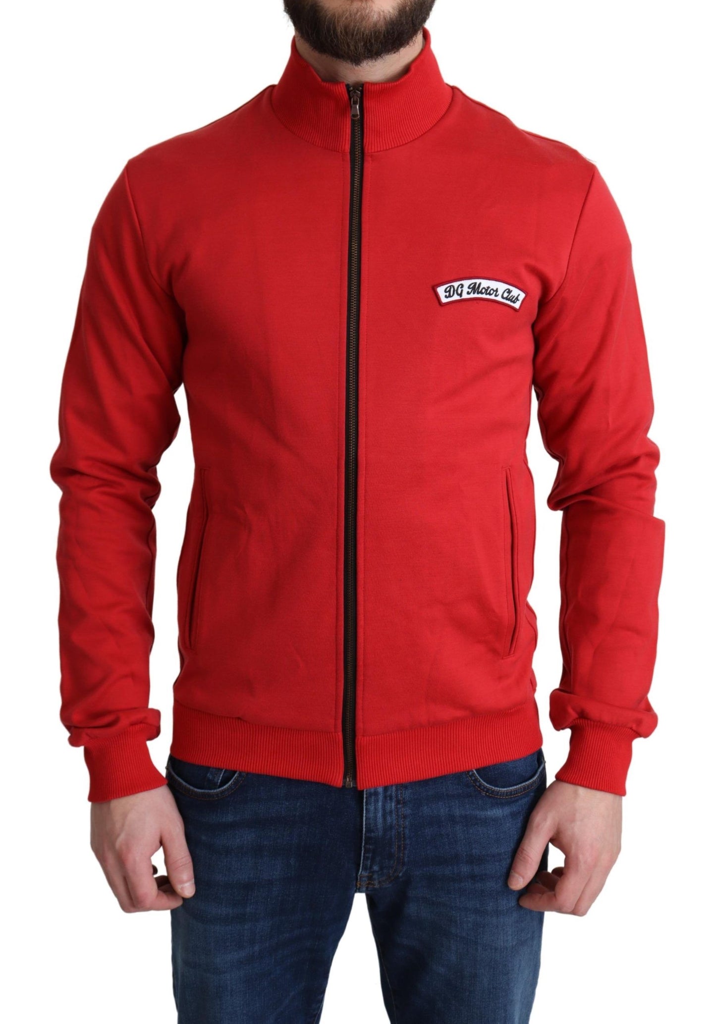 Maglione cardigan con cerniera rosso DG Motor Club