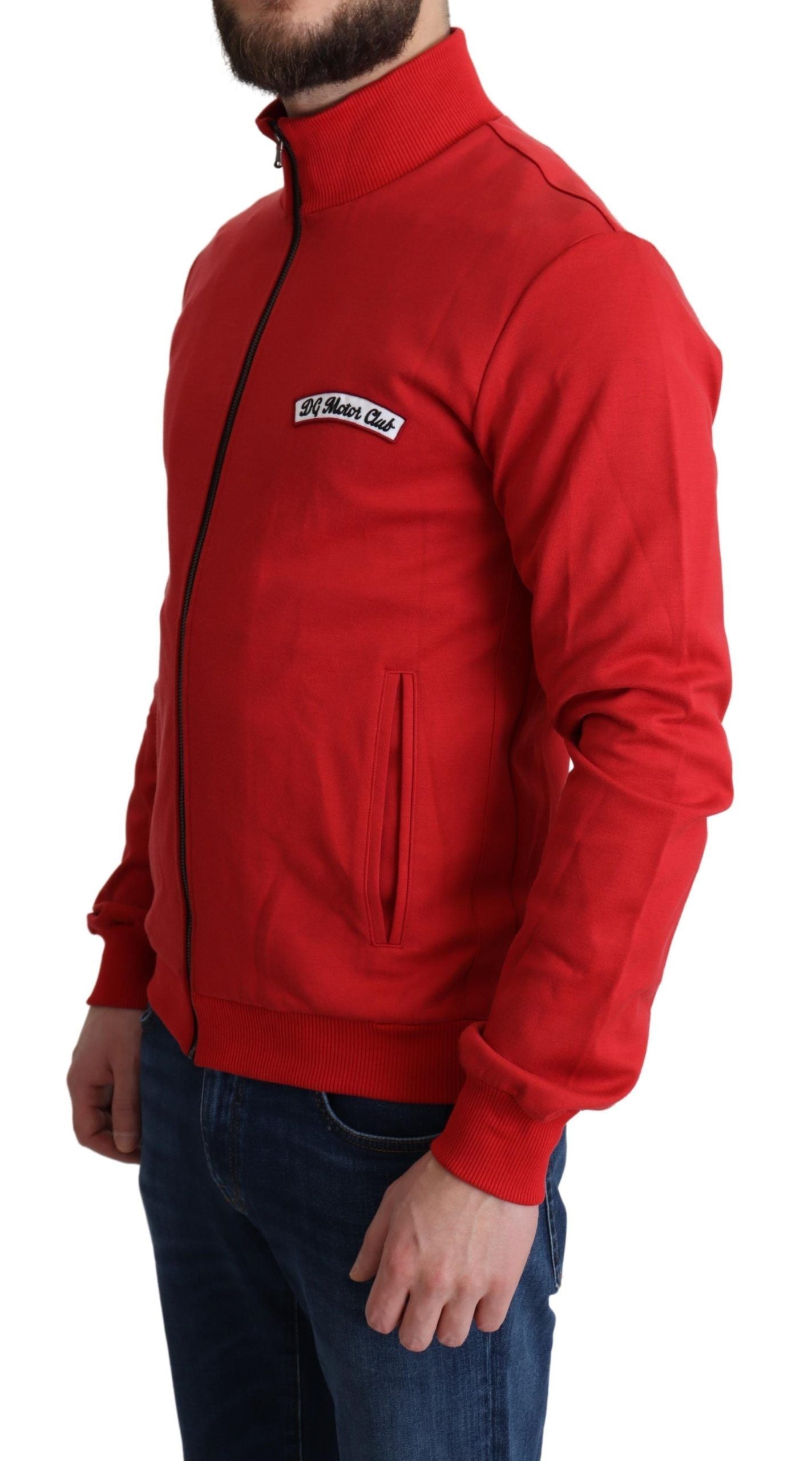 Maglione cardigan con cerniera rosso DG Motor Club