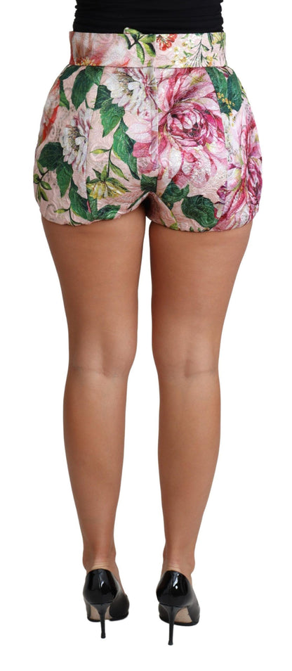 Short short en coton rose à imprimé floral