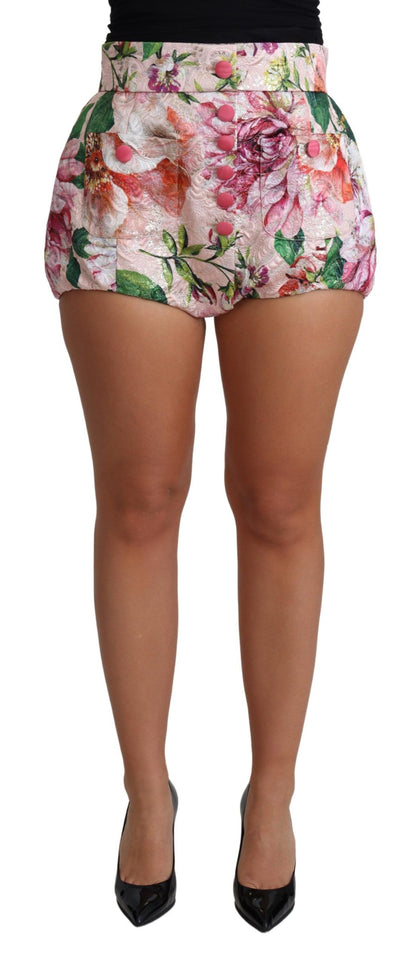 Short short en coton rose à imprimé floral