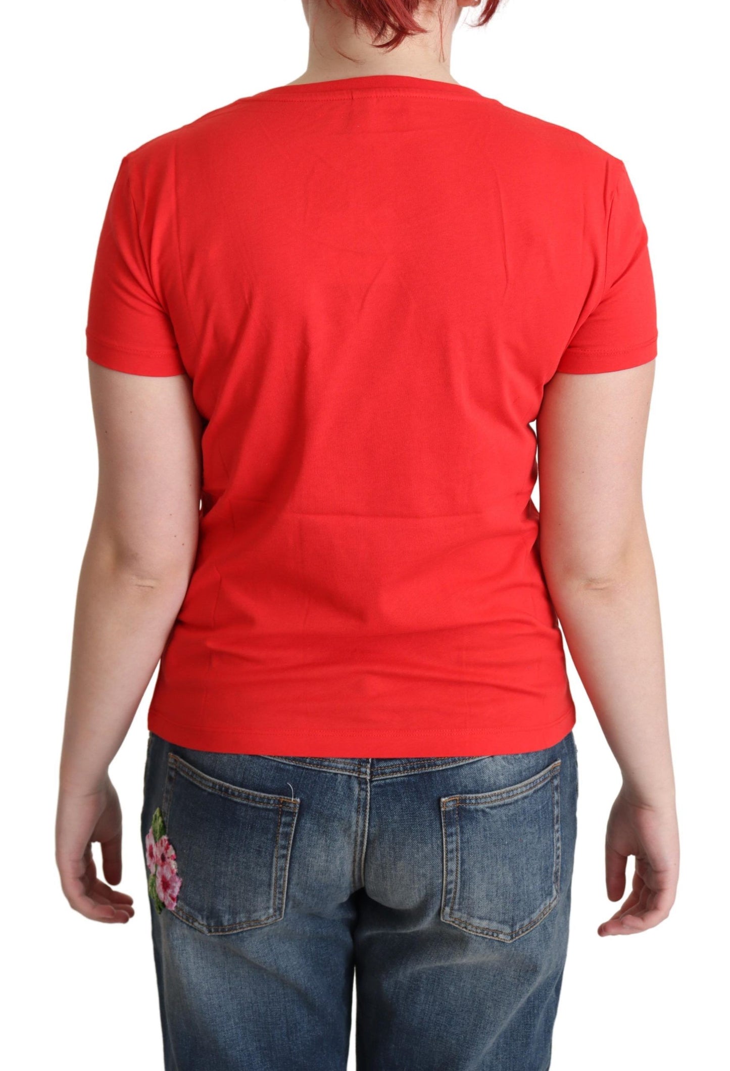 T-shirt chemisier en coton rouge Come Play 4 Us imprimé