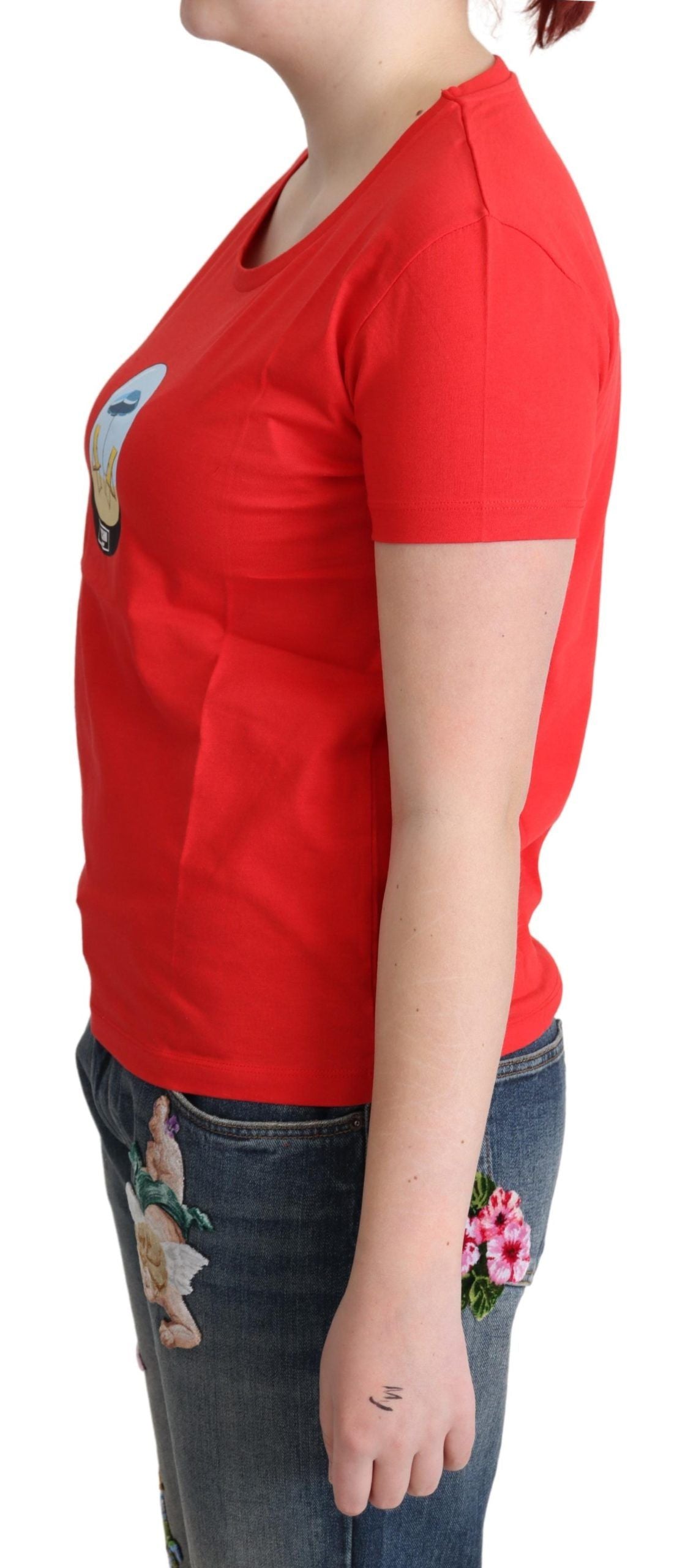 T-shirt in camicetta a maniche corte in cotone stampato rosso