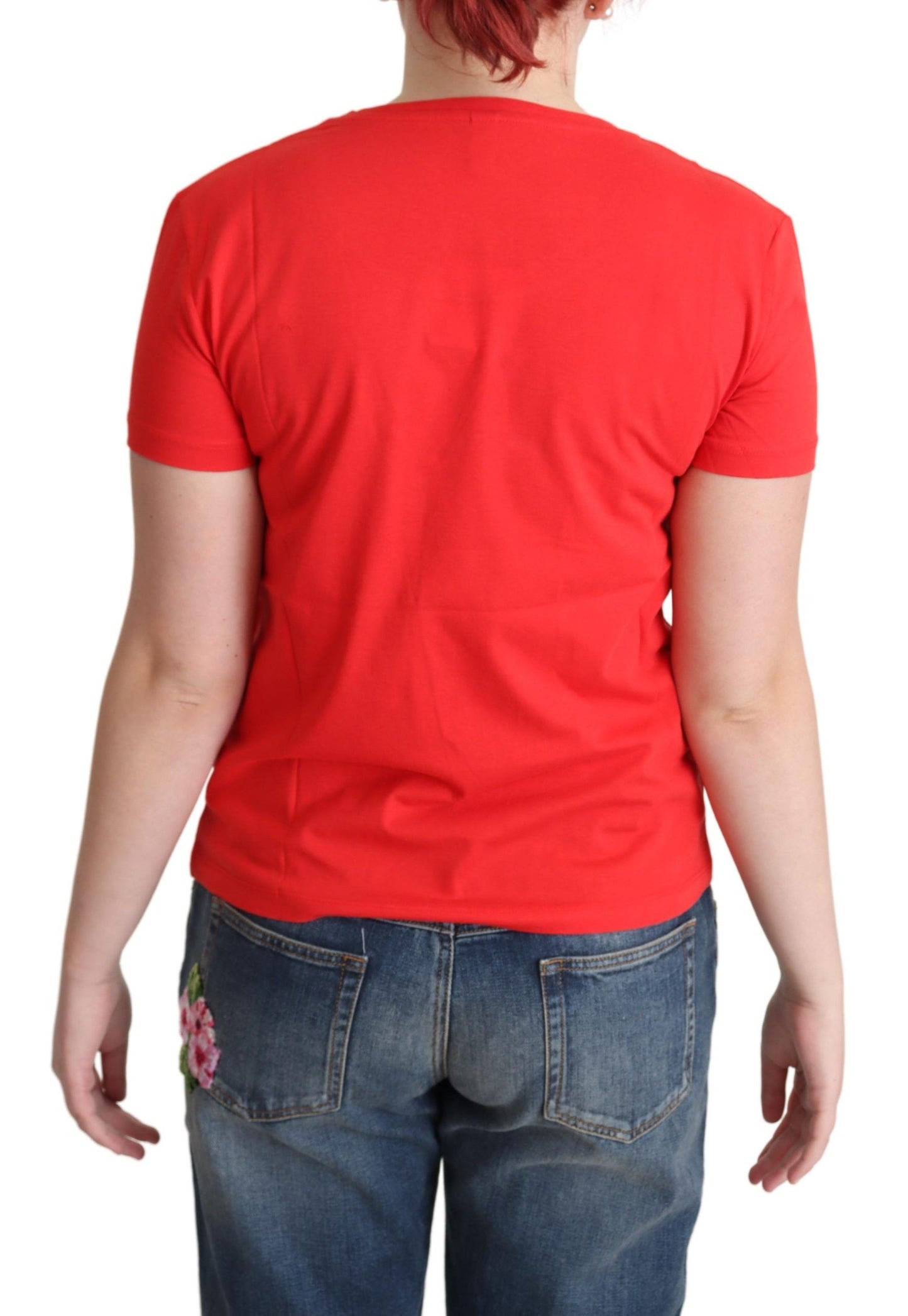 T-shirt in camicetta a maniche corte in cotone stampato rosso