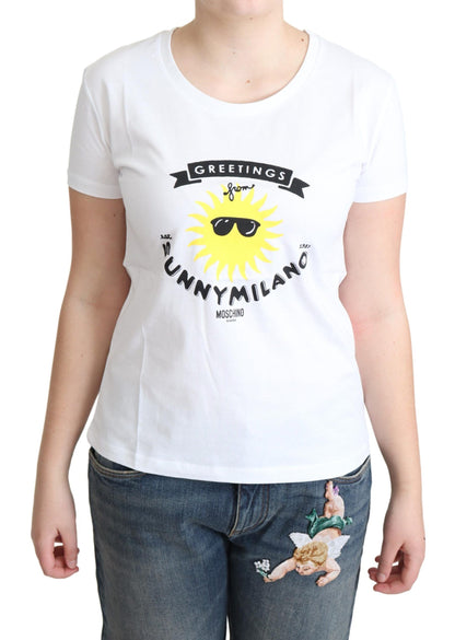 T-shirt con stampa Sunny Milano in cotone bianco