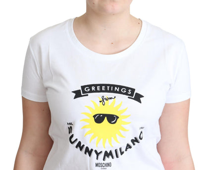 T-shirt con stampa Sunny Milano in cotone bianco