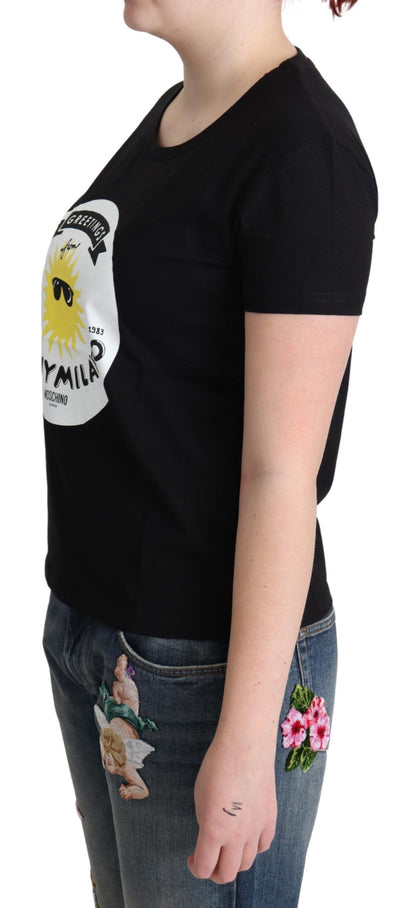 Schwarzes Baumwoll-T-Shirt mit Sunny Milano-Print