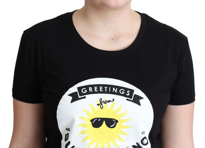 T-shirt con stampa Sunny Milano in cotone nero