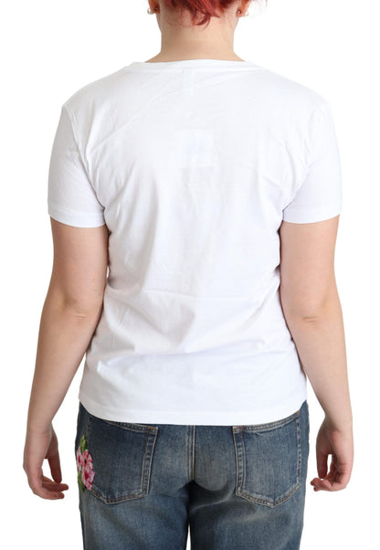 T-shirt in cotone bianco con stampa di lettere dell'alfabeto