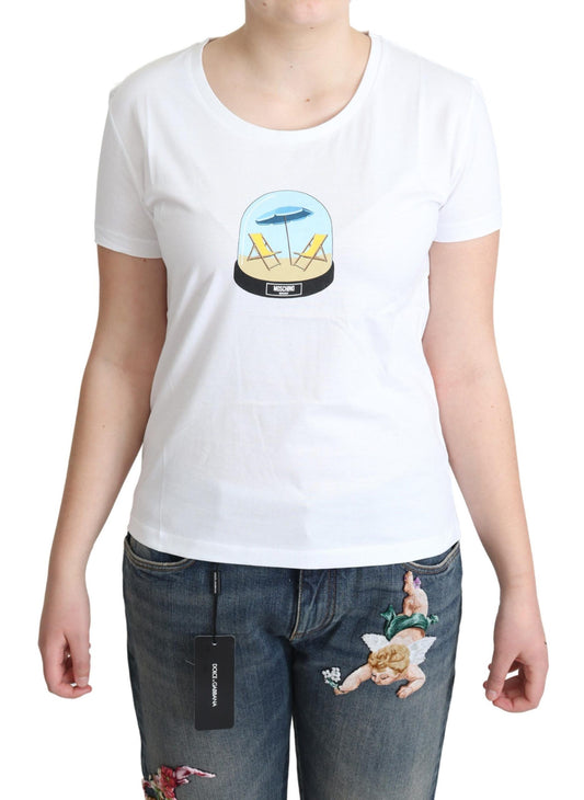 T-shirt a maniche corte in cotone stampato bianco