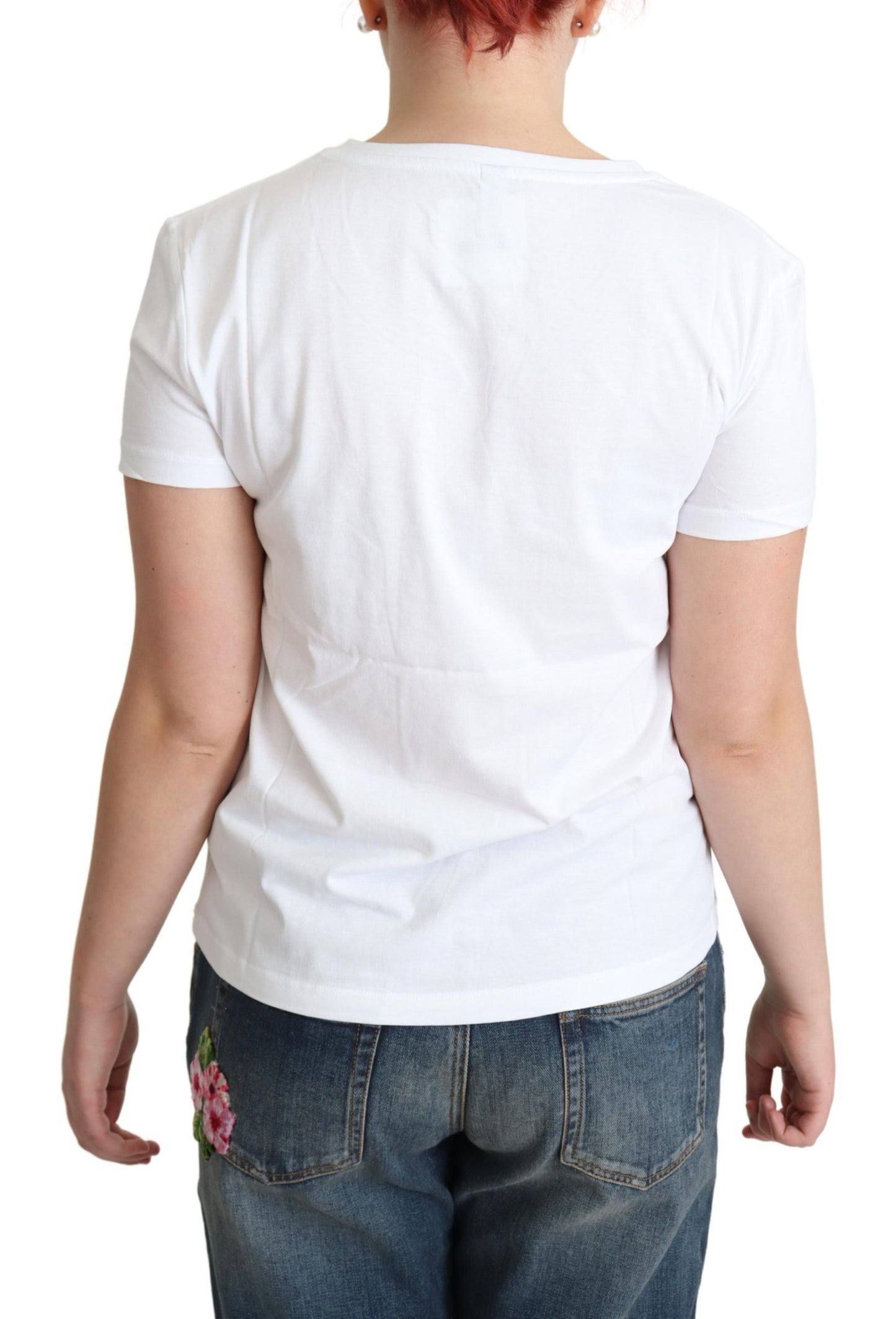 T-shirt a maniche corte in cotone stampato bianco