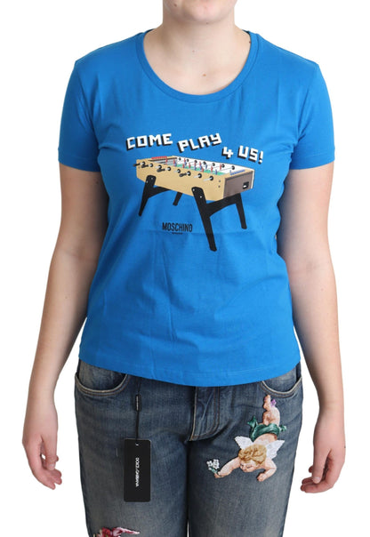 T-shirt con stampa Come Play 4 Us in cotone blu