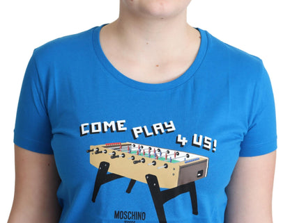 T-shirt imprimé Come Play 4 Us en coton bleu