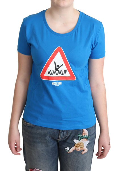 T-shirt a triangolo con grafica Swim in cotone blu