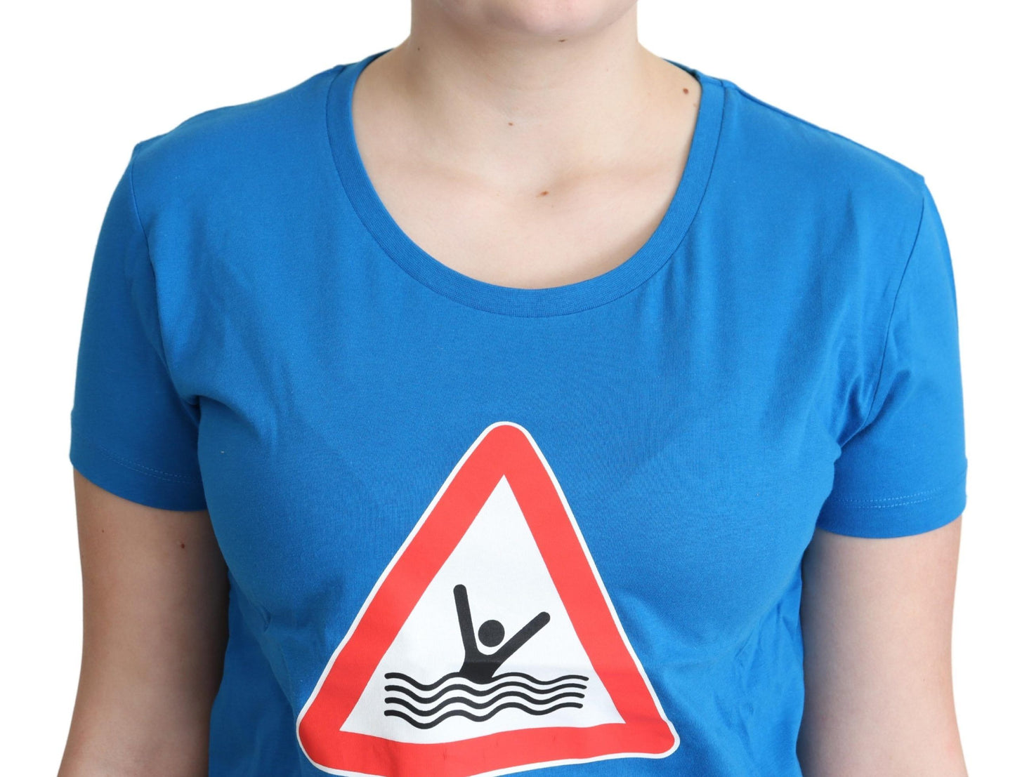 T-shirt a triangolo con grafica Swim in cotone blu