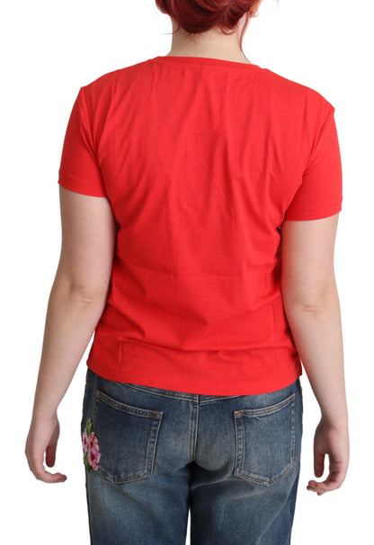 Rotes Bade-T-Shirt aus Baumwolle mit grafischem Dreiecksdruck