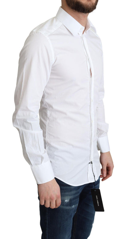 Chemise formelle à manches longues en coton blanc pour hommes