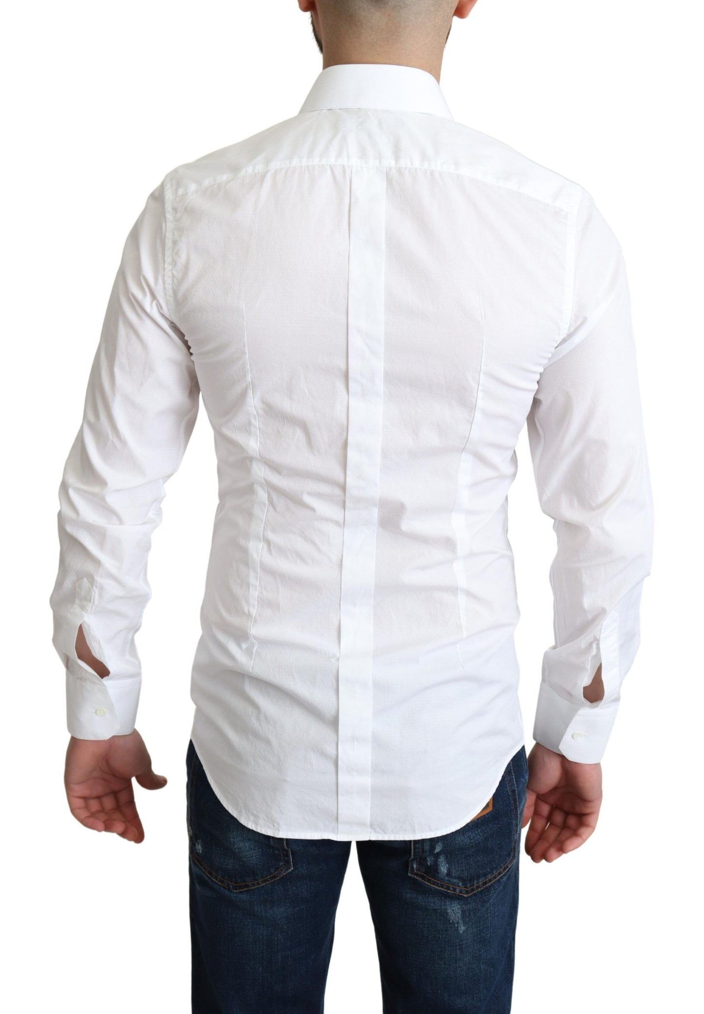 Chemise formelle à manches longues en coton blanc pour hommes