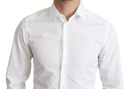 Chemise formelle à manches longues en coton blanc pour hommes