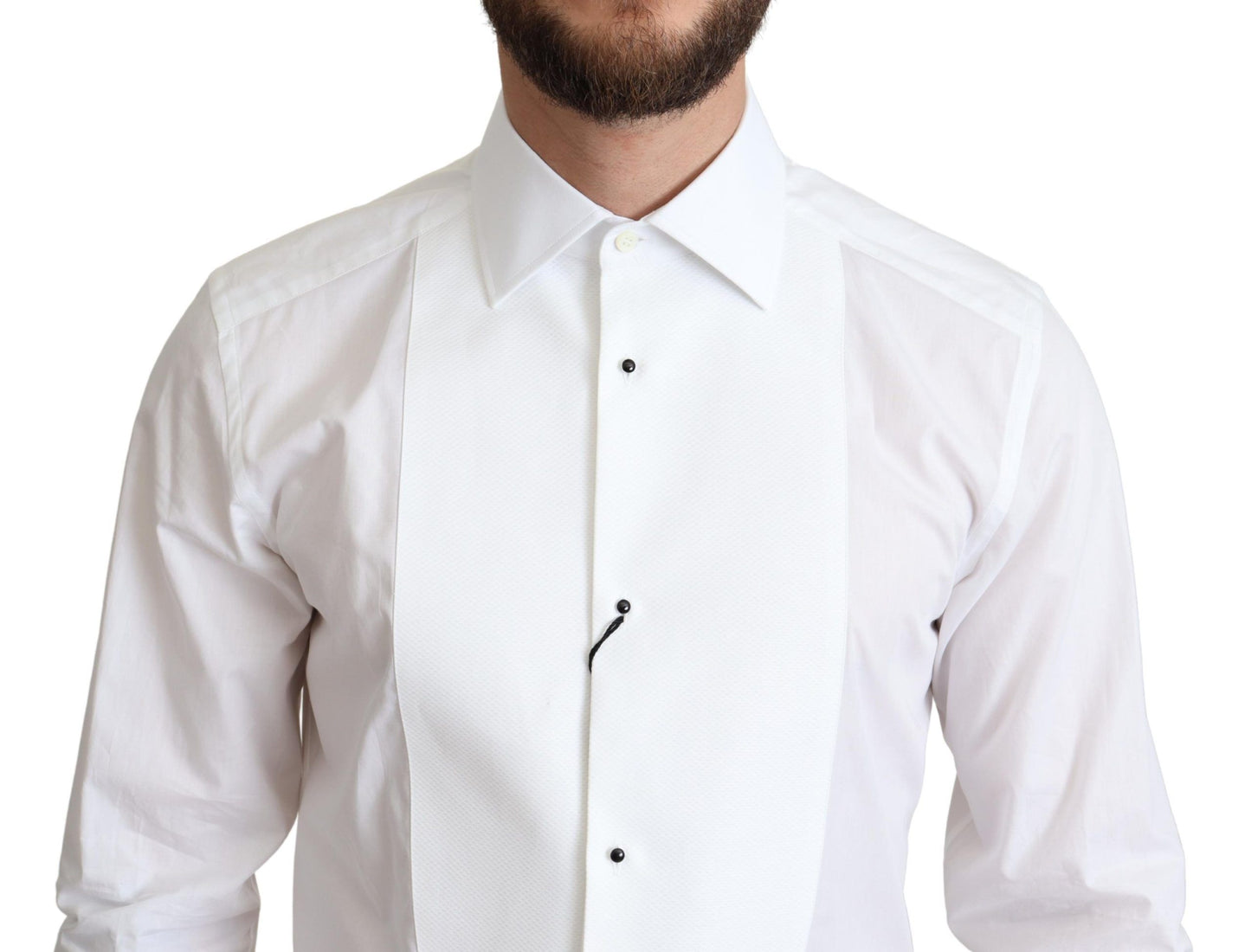 Chemise formelle en popeline de coton à bavette blanche pour hommes