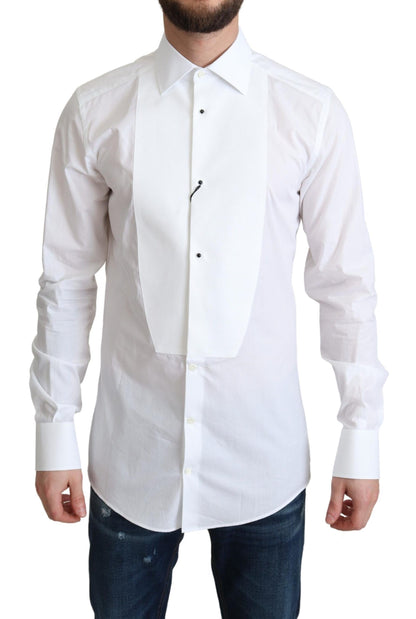 Chemise formelle en popeline de coton à bavette blanche pour hommes