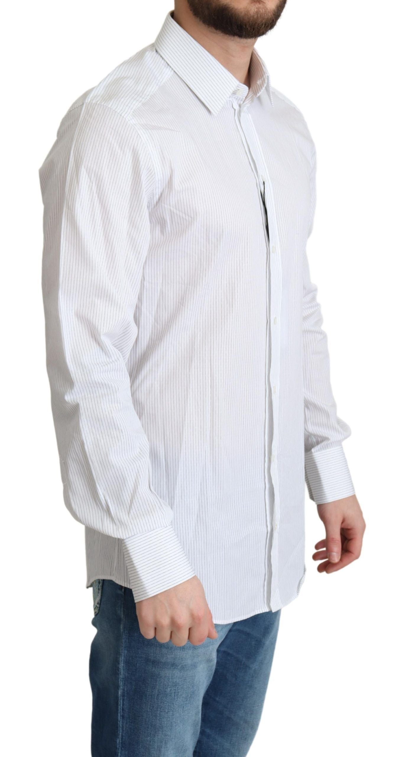 Chemise habillée en coton à rayures blanches