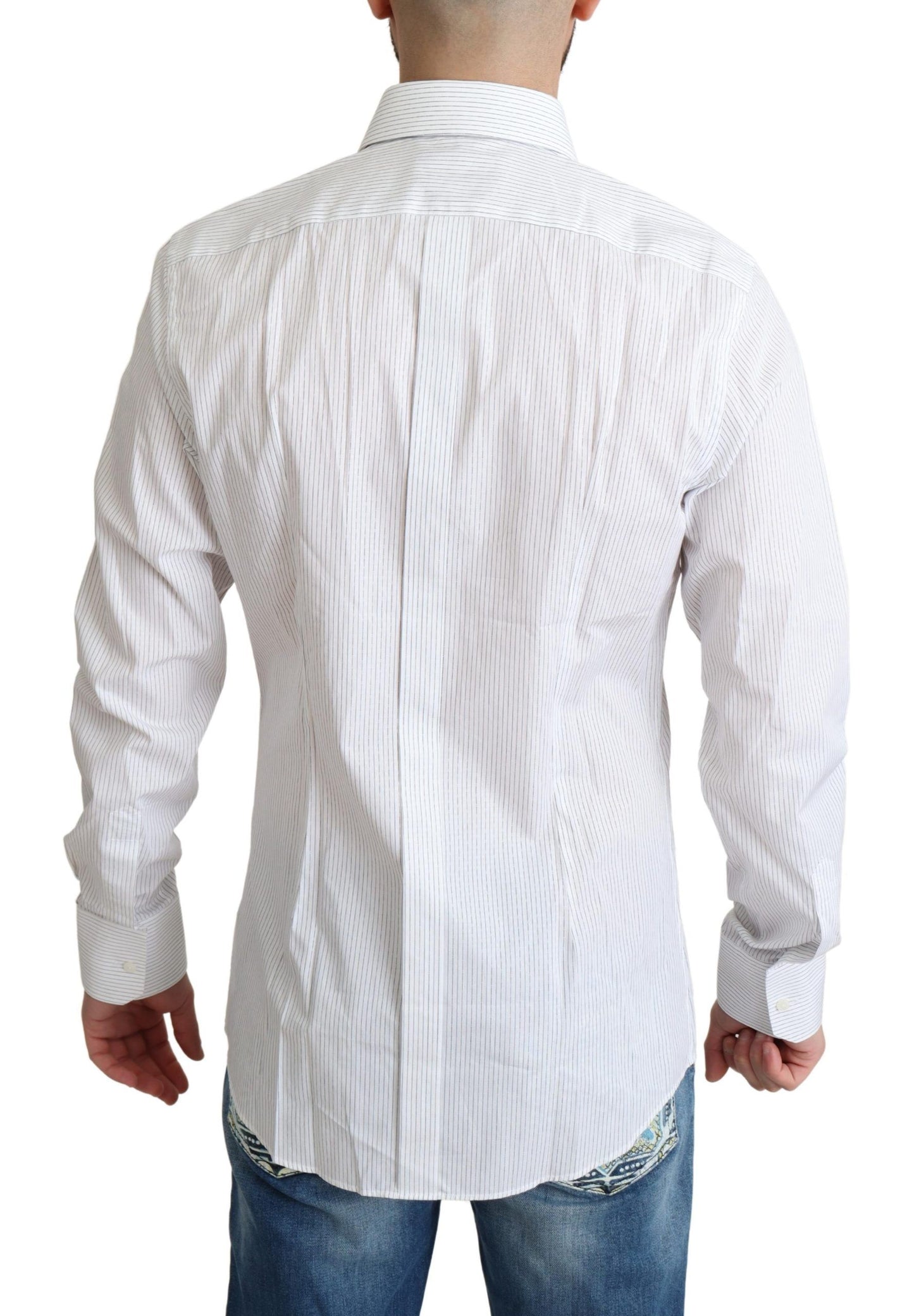 Chemise habillée en coton à rayures blanches