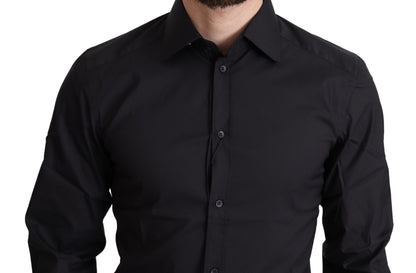 Chemise habillée noire en coton mélangé