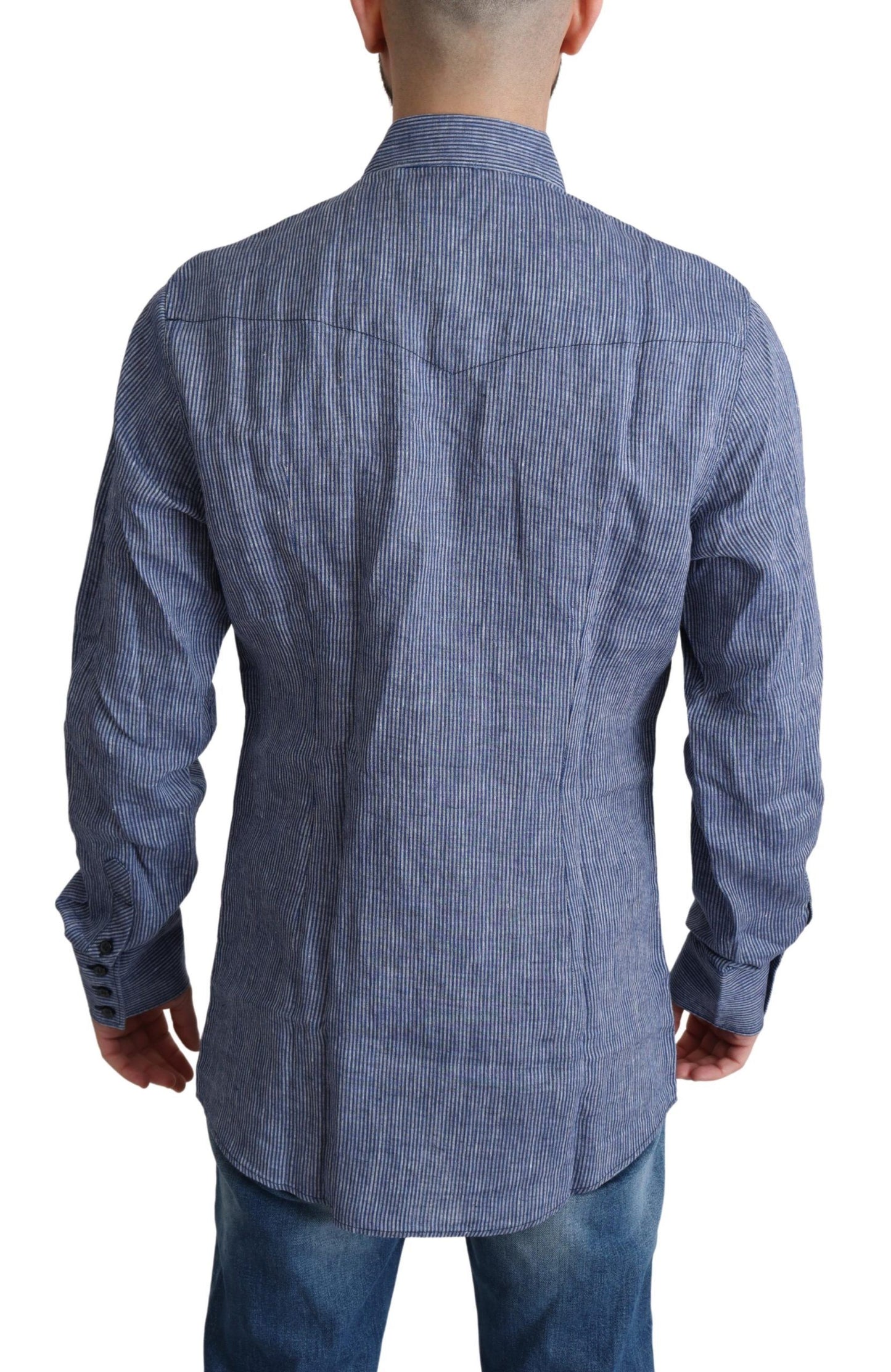 Camicia casual da uomo a righe blu